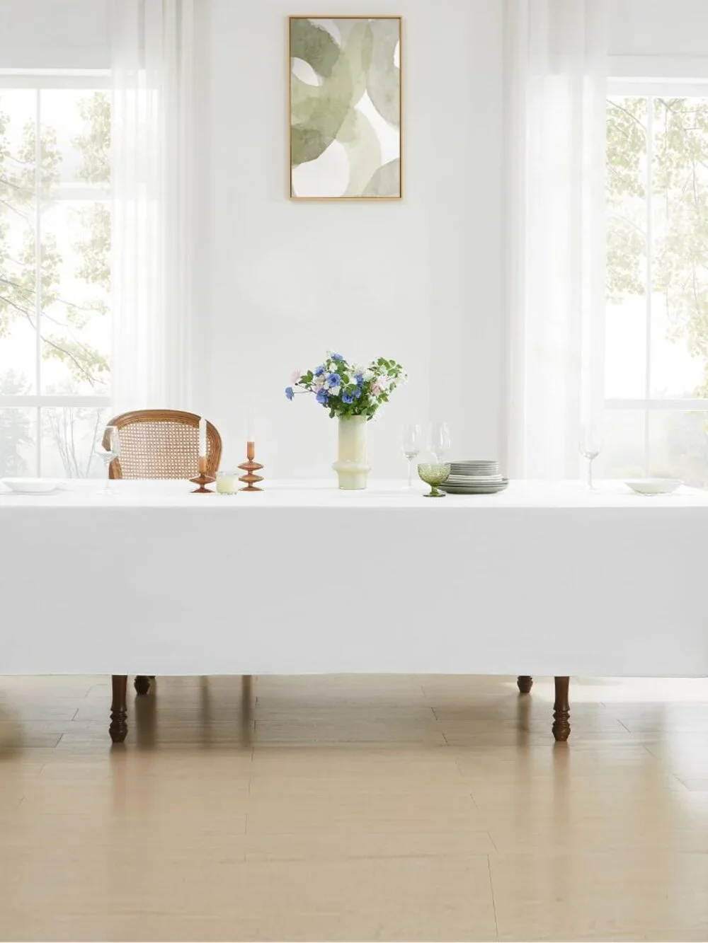 Rectangle Tablecloths 60x84 Inch 1 Pack White Tablecloth Washable Decorative Lin